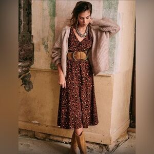 Sezane Leopard Button Down Vic Dress - Size 2